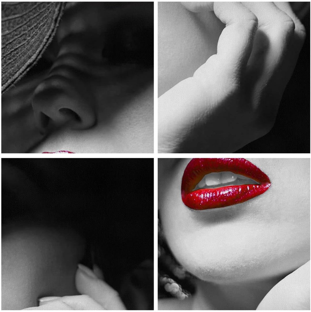 Bilder auf Leinwand Frau Gesicht Lippen Leinwandbild mit Rahmen 70x50cm Wandbilder Dekoration Wohnzi