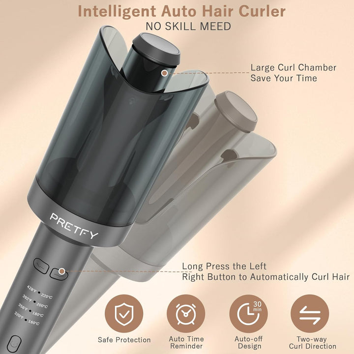 Pretfy Lockenstab Automatisch,Lockenstab Grosse Locken,Automatischer Lockenstab mit 4 Einstellbare T