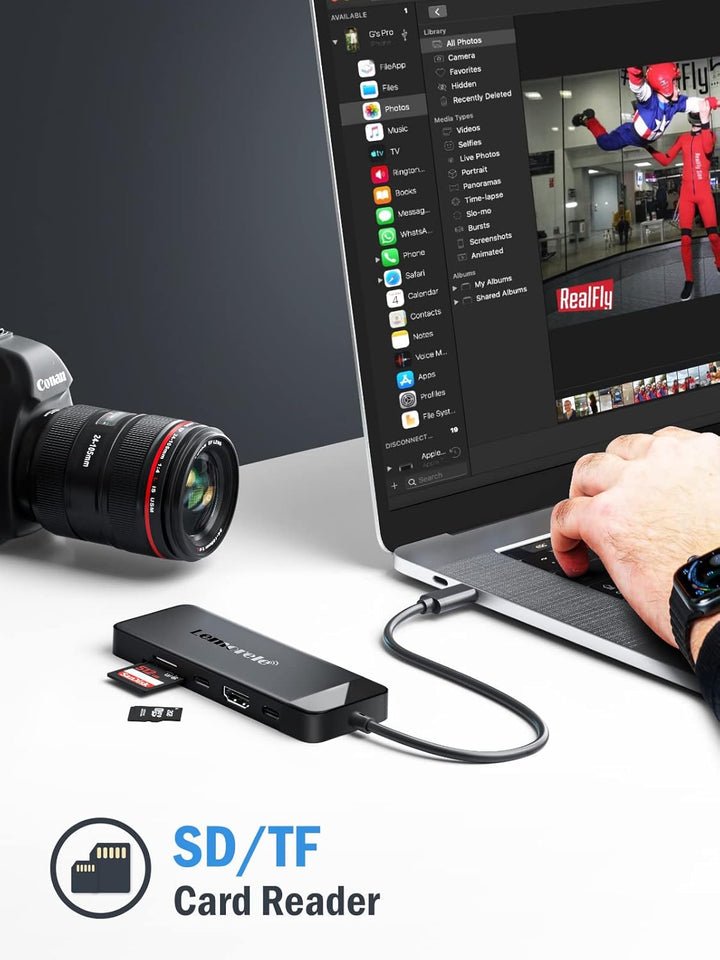 Lemorele USB C Hub -Docking Station 10 in 1, USB C Adapter mit 4K HDMI, 3 USB-A 3.0, 100W PD, Daten