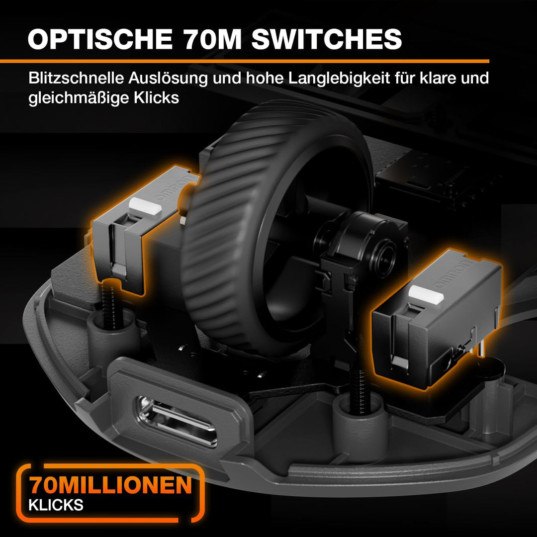 be quiet! Dark Perk Sym PC Maus, 55 g leicht, extrem Lange Akkulaufzeit, 8.000 Hz Abtastrate, PixArt