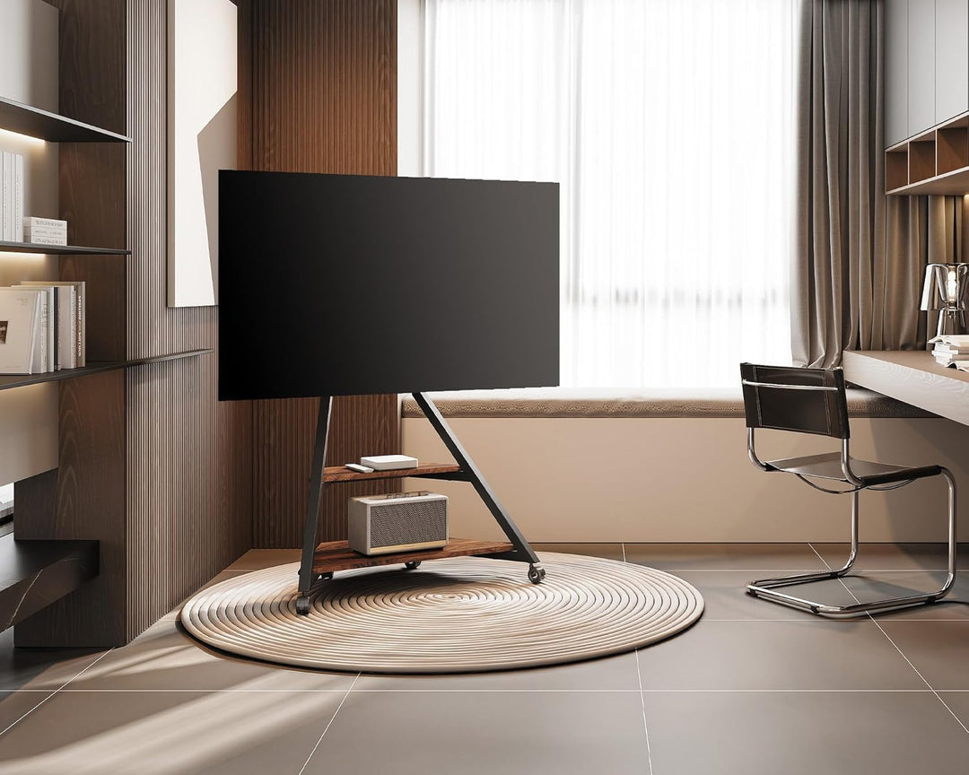 FITUEYES Design TV Ständer Rollbar für 55-88 Zoll Fernseher Mobiler TV Stand höhenverstellbar schwen