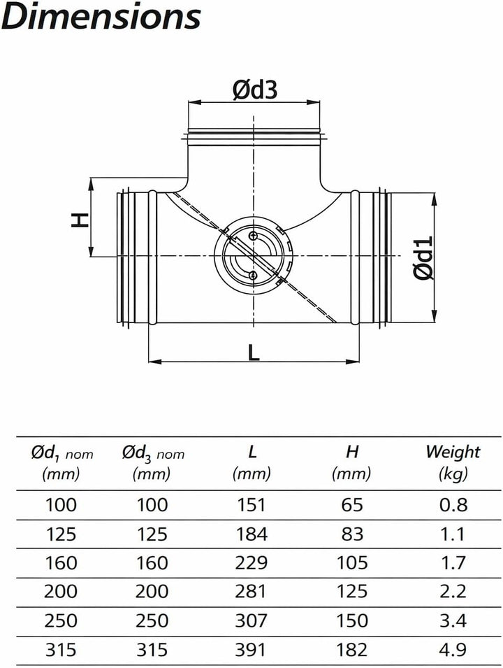 Easy Act Bypass Klappe, 150 mm, Luftstrom-Regler für Luftverteilung mit zwei 90° Abgängen, Lüftungsk