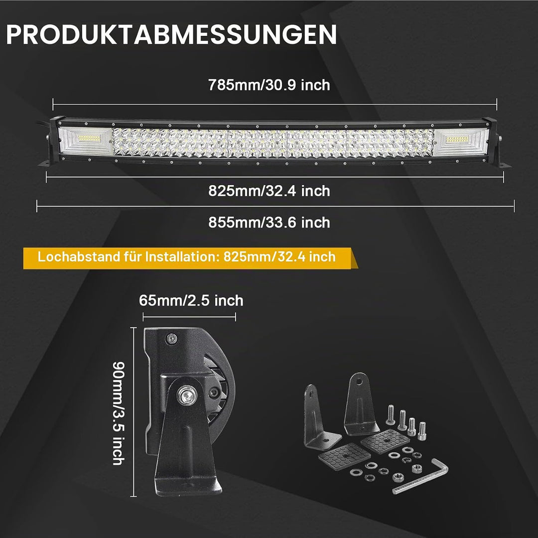 Willpower 42 Zoll 107CM 540W Led Arbeitsscheinwerfer Bar Gebogen + Magnet Halterungen + Kabelbaum Le