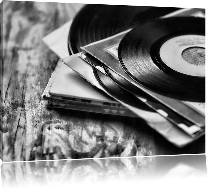 Pixxprint Monocrome, Mixtape, Schallplatte, DJ, Format: 100x70 auf Leinwand, 100x70