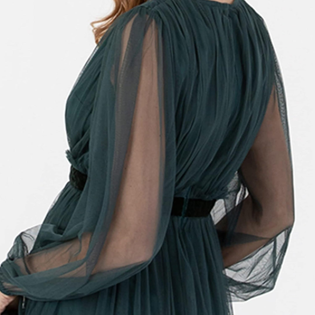Anaya with Love Damen Damen Langes Kleid für Silvester, V-Ausschnitt, Kunst-Wickeln, Lange Ärmel, Ho