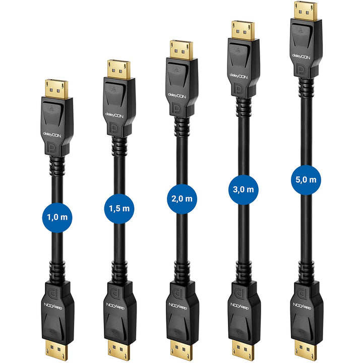 deleyCON 5m DisplayPort 8K Kabel 1.4-1080P bis 8K - Optimal für Gaming Monitore bis 360Hz PC HBR3 DS