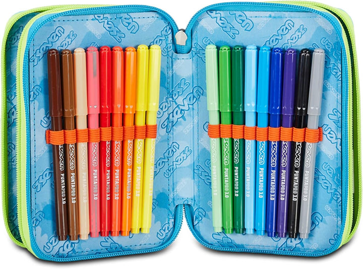 Seven Federmäppchen, Mäppchen, Mehrfarbig, Federtasche für Schreibwaren, Etui komplett mit Bleistift