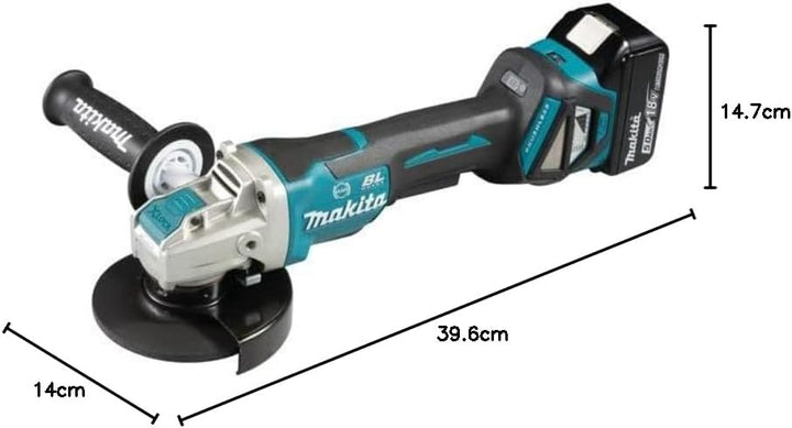 Makita DGA519RTJ Akku-Winkelschleifer 18 V / 5,0 Ah, 2 Akkus + Ladegerät im MAKPAC mit 2 Akkus + Lad