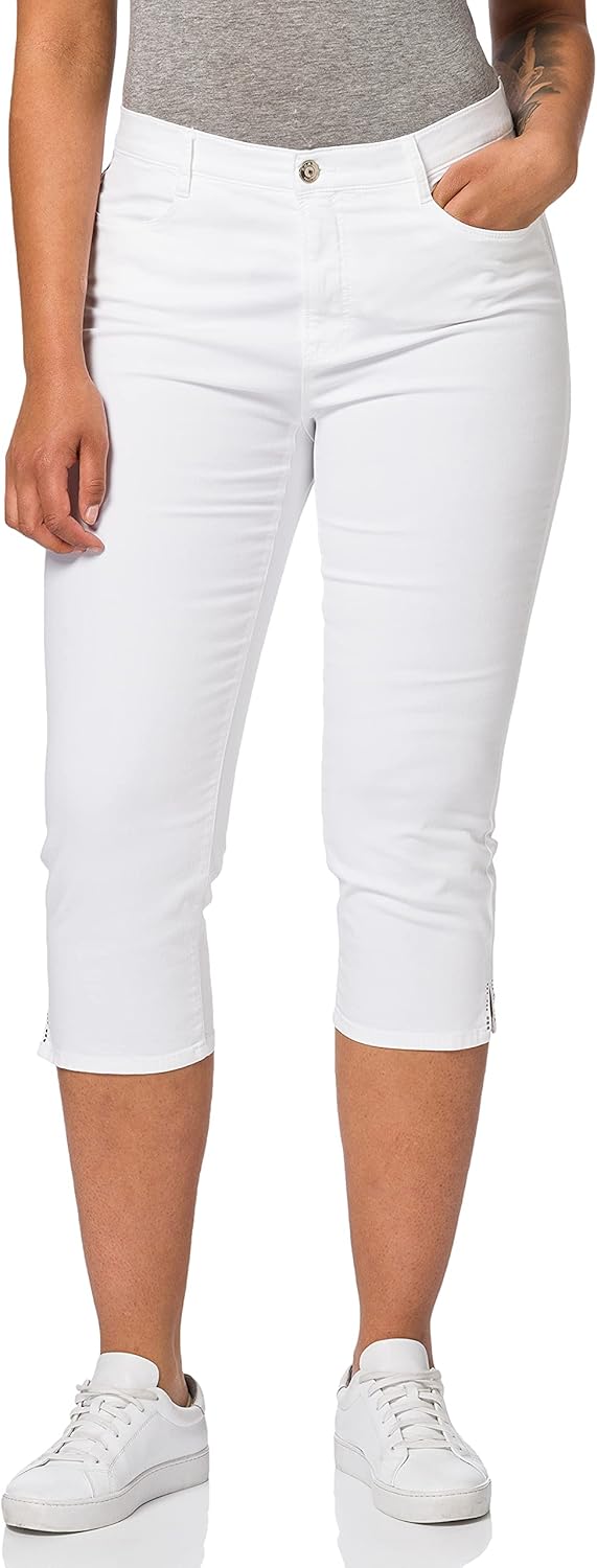 BRAX Damen Style Mary Capri Sommercapri Freizeithose 36 Weiss, 36 Weiß