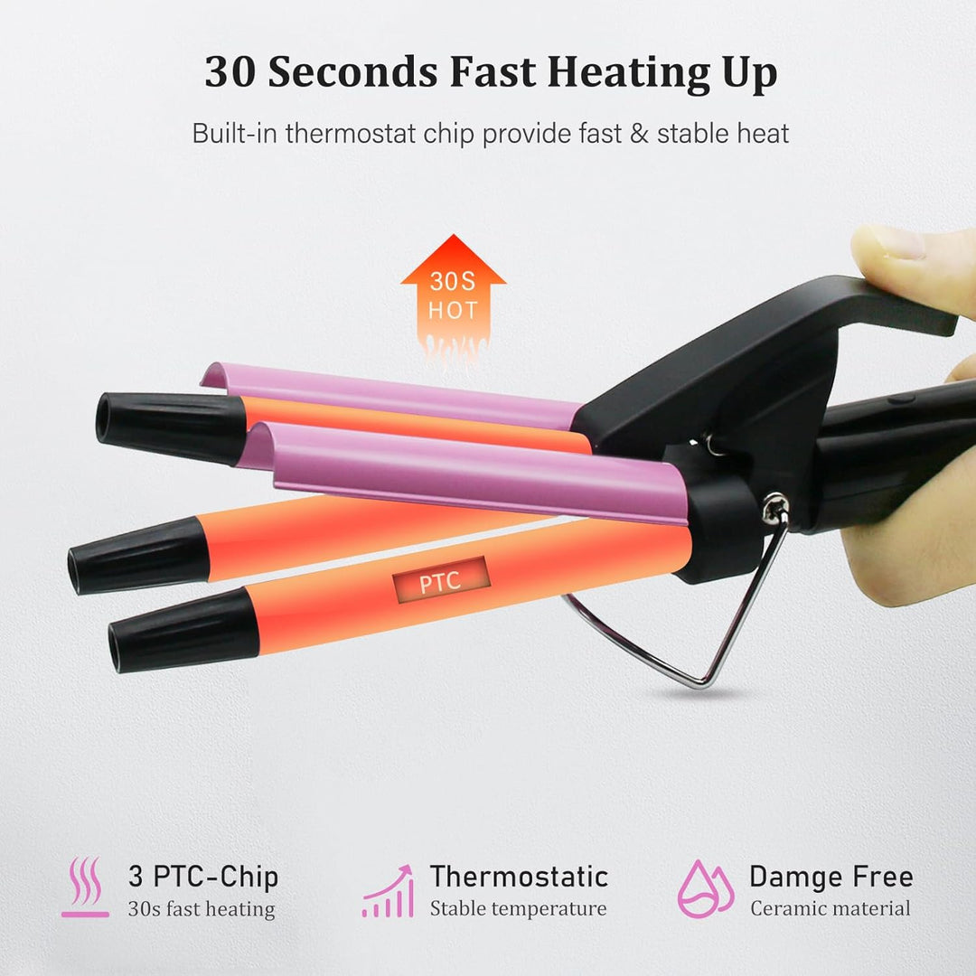 janelove 13mm mini Welleneisen für haare, Keramik mini Lockenstab für kurze haare, 180°C/210°C, 30s