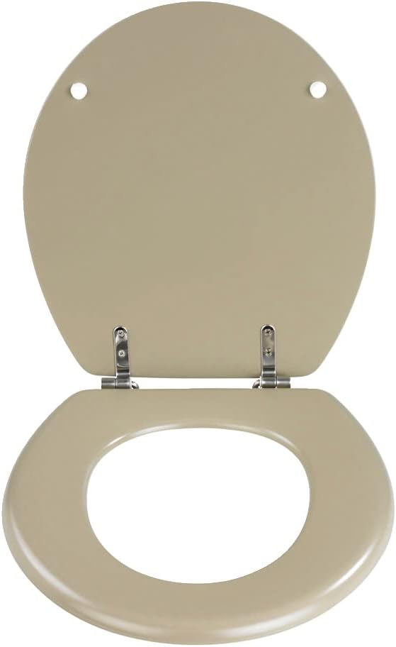 WENKO WC-Sitz Prima Sandbeige Matt, hochwertiger Retro-Stil Toilettensitz, WC-Deckel inkl. Wandpuffe