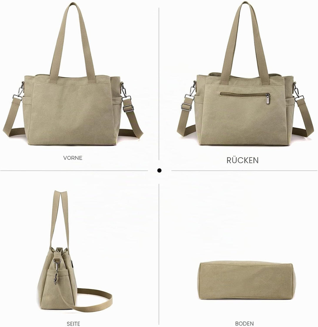 NICOLE &amp; DORIS Canvas Handtasche Damen Grosse Kapazität Tote Tasche Shopper Schultertasche Casual Um
