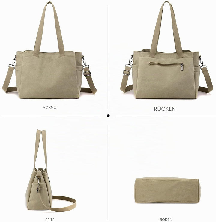 NICOLE &amp; DORIS Canvas Handtasche Damen Grosse Kapazität Tote Tasche Shopper Schultertasche Casual Um