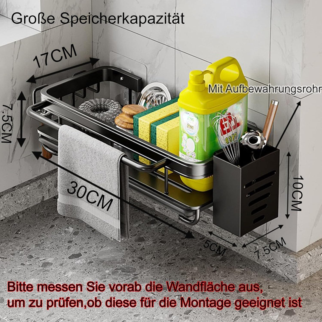Küche Spülbecken Organizer Schwammhalter mit Abflusspfanne Küchen Spüle Organizer mit Spültuchhalter