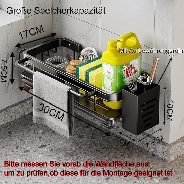 Küche Spülbecken Organizer Schwammhalter mit Abflusspfanne Küchen Spüle Organizer mit Spültuchhalter