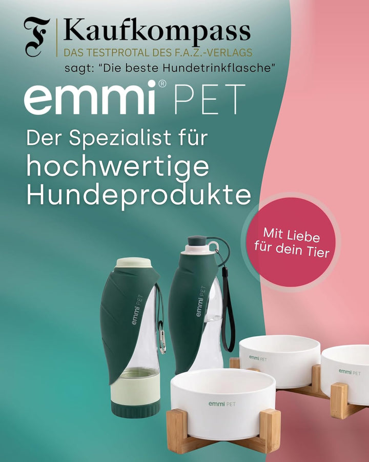 emmi-PET Hundetrinkflasche in Dunkelgrün I 580 ml I Auslaufsichere Trinkflasche mit integriertem Nap