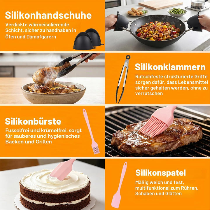 Airfryer Zubehör Set für Ninja Dual Zone &amp; FlexDrawer – 8-tlg. Heissluftfritteuse Zubehör für AF500E