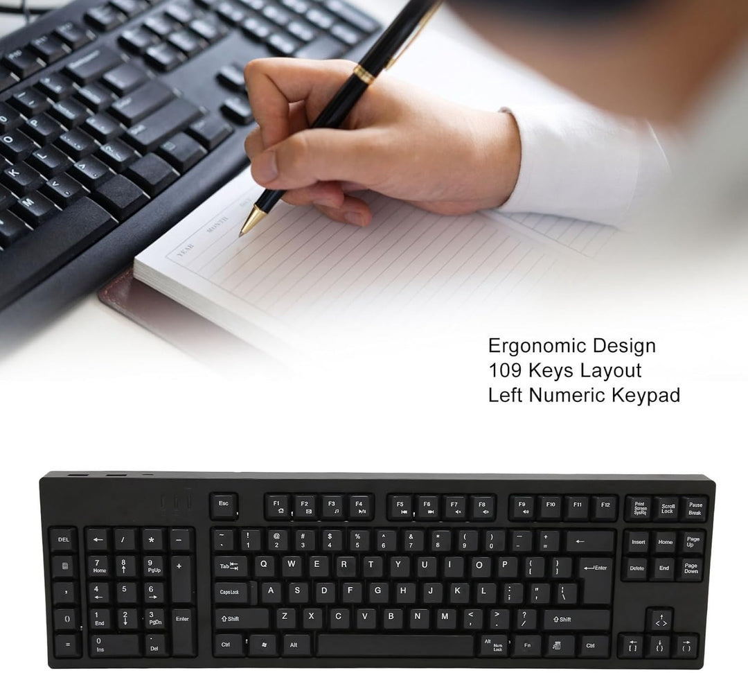 Yctze 109-Tasten-Nummernblock-Tastatur Links, Linkshändige Tastatur mit Ergonomischem Layout, Micro-