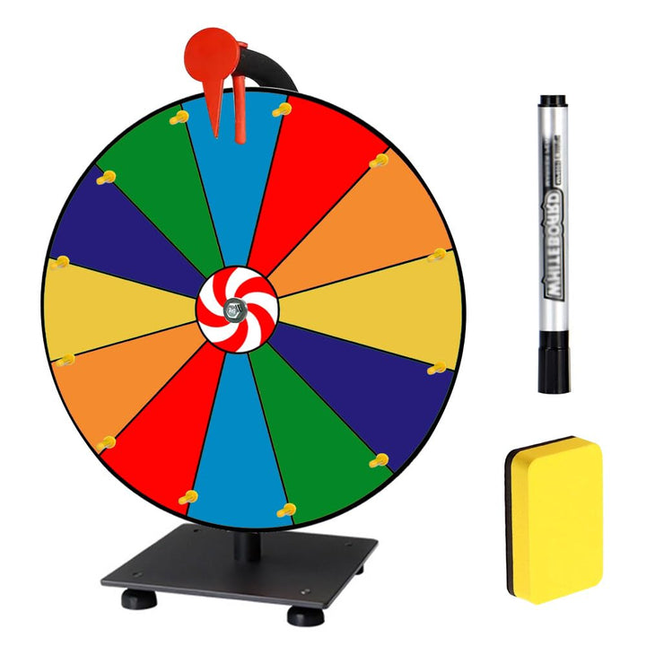 Glücksrad zum Drehen, TGKYK 30cm Glücksrad zum Selbstgestalten mit Radiergummi und Markierstift, 12