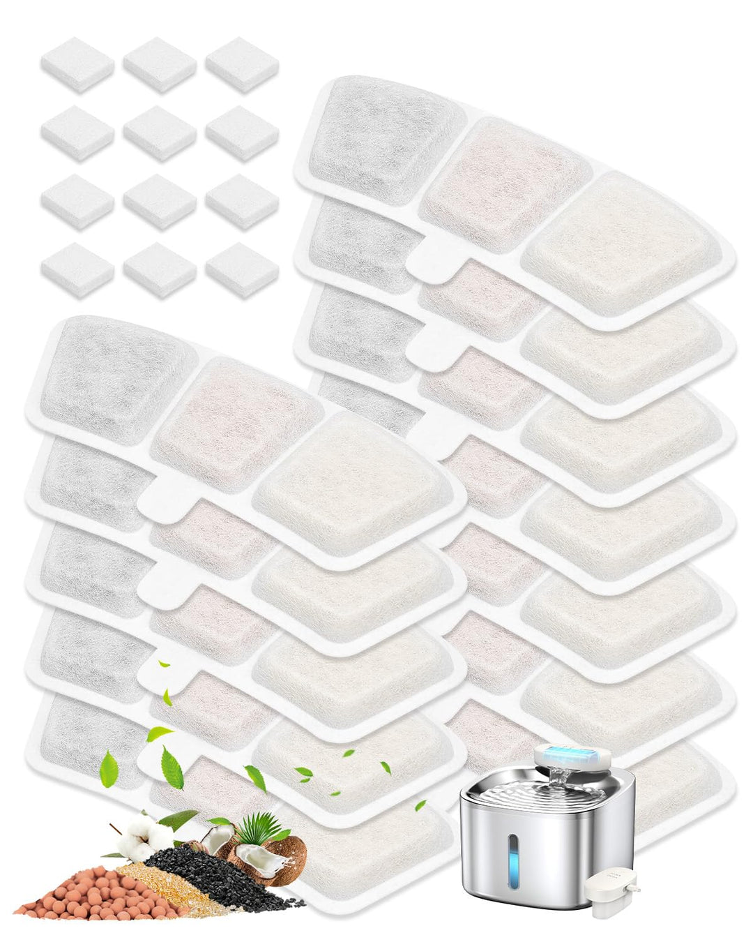 Haliya 24 Pack Filters für Oneisall Trinkbrunnen für Katze, PW04 3.5L Katzenbrunnen Kabellos, Mehrsc