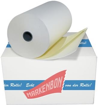 Normalpapierrollen zweilagig für Epson TMU 210 SP - weiss/gelb - [25m] (50 Rollen)- markenbon
