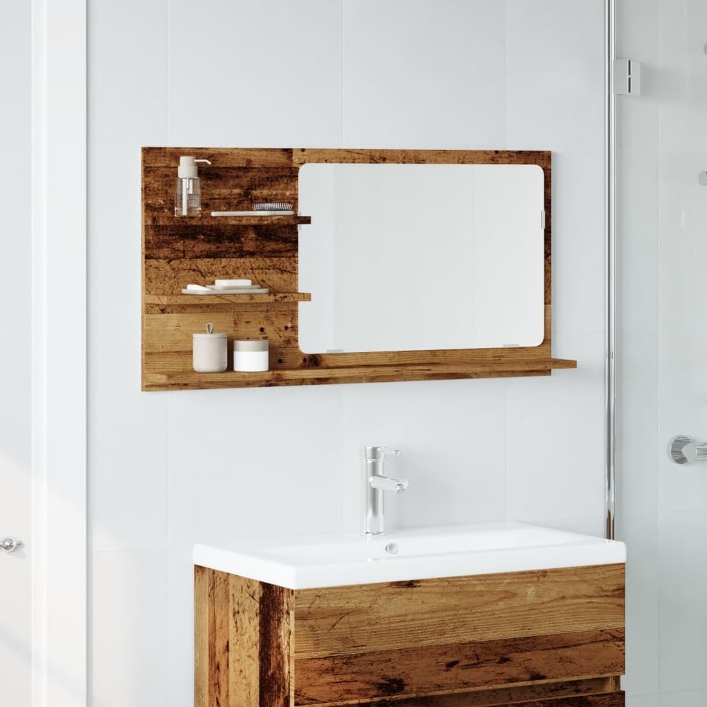 vidaXL Badspiegel, Wandspiegel mit Ablagen, Spiegel Wandmontage für Badezimmer, Hängespiegel Badezim