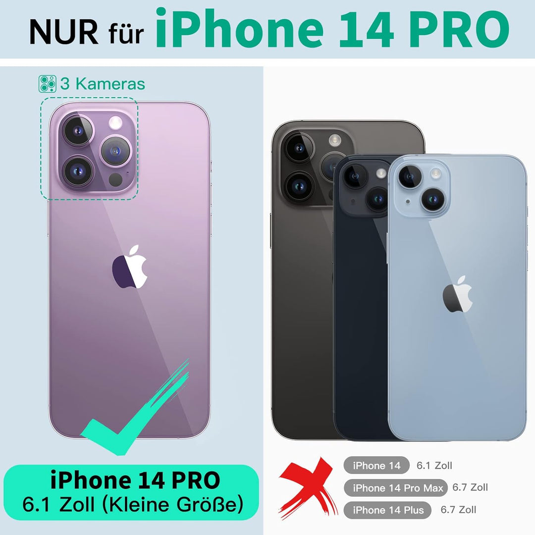 Beeasy für iPhone 14 PRO Wasserdicht Outdoor Hülle (6,1"), Stossfest Panzerhülle Militär 360 Grad Sc