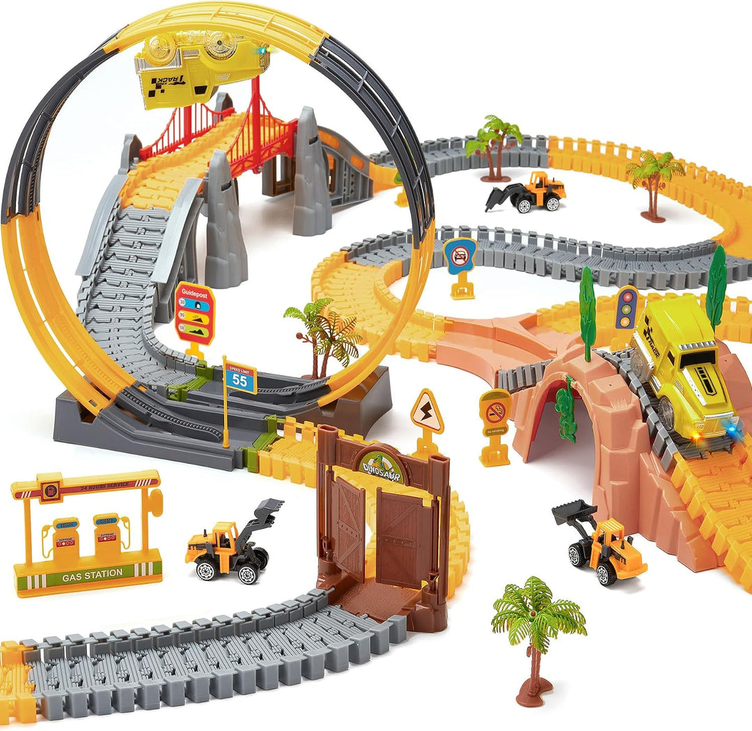 OR OR TU 342Stück Rennstrecke Spielzeug ab 3 4 5 6 jahre Kinder Auto Rennbahn Autobahn Eisenbahn 2 E