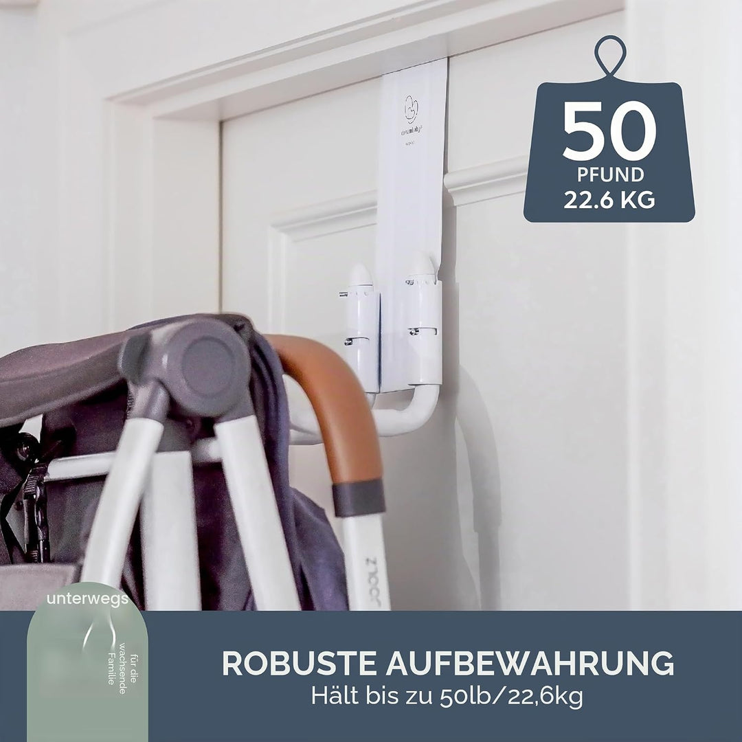 Dreambaby Strollerbuddy STROLLAWAY® - Haken für die Lagerung von Kinderwagen/Buggys (Farbe: Weiss)