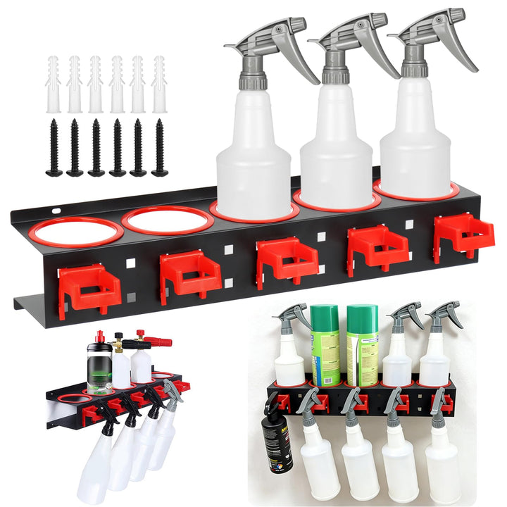 Sprühflaschenhalter, Sprühdosenhalter Spraydosenhalter, Stahl Wandregal Garagenwandregal mit 5 Haken