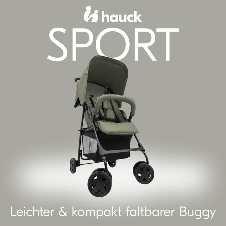 hauck Buggy Sport, Olive - Federleichter Reisebuggy 5,9 kg - mit Liegefunktion für Kinder ab Geburt