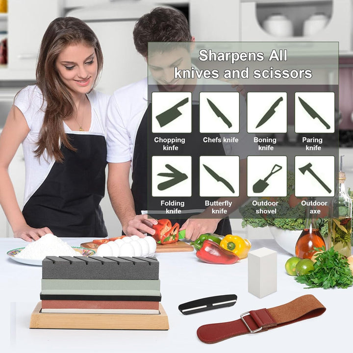9-in-1Doppelseitiger Schleifstein Set Professioneller Messerschärfer 1pc | mit 400/1000 und 3000/800