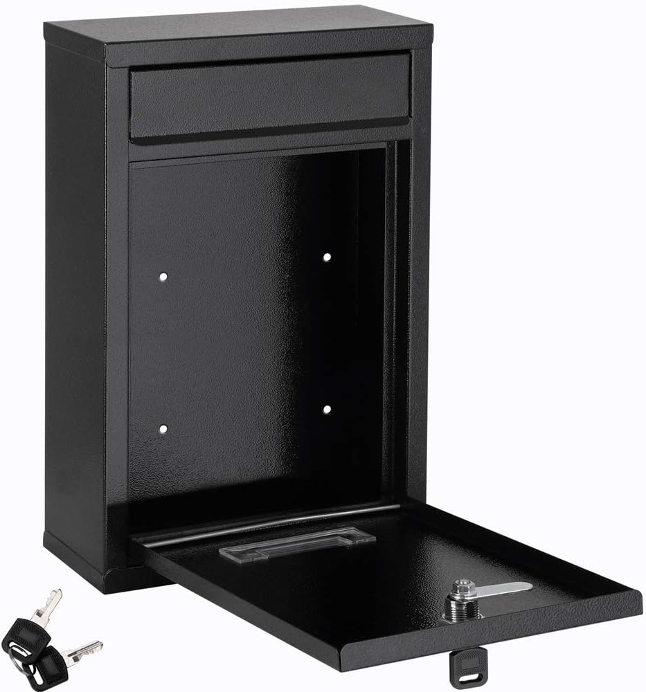 MONZANA® Briefkasten Schwarz inkl. 2 Schlüssel Namensschild abschliessbar Mailbox Briefkastenanlage