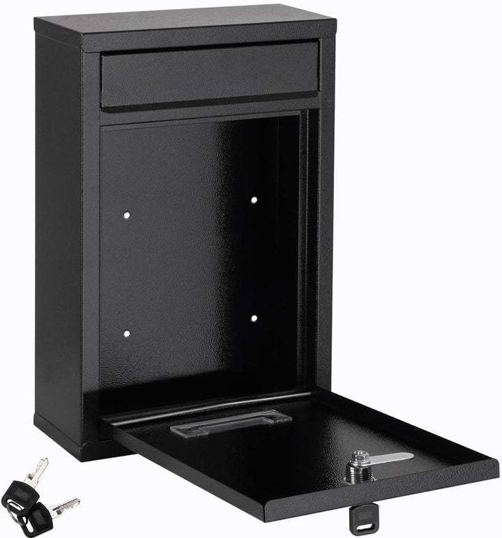 MONZANA® Briefkasten Schwarz inkl. 2 Schlüssel Namensschild abschliessbar Mailbox Briefkastenanlage