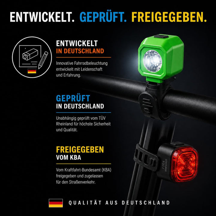 LED-MARTIN KIDDI Fahrradlicht Set, StVZO zugelassen, für Kinderfahrräder, Elektroroller & Laufräder,