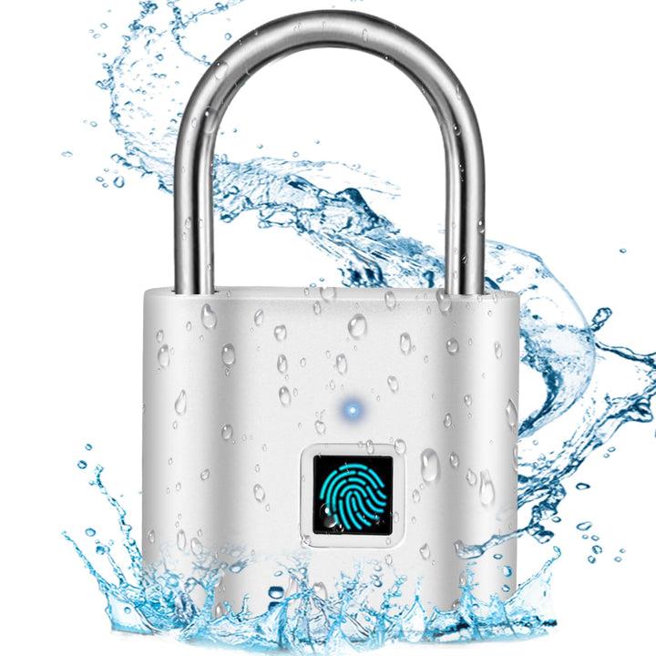 SPORWAY Fingerabdruck Schloss, USB-Aufladung Vorhängeschloss Schlüsselloses Schloss IP55 Wasserdicht