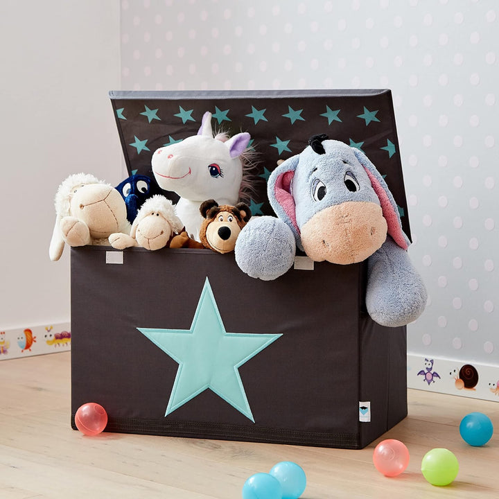 LOVE IT STORE IT Aufbewahrungsbox mit Deckel - Grosse Spielzeugkiste aus Stoff - Verstärkt mit Holz
