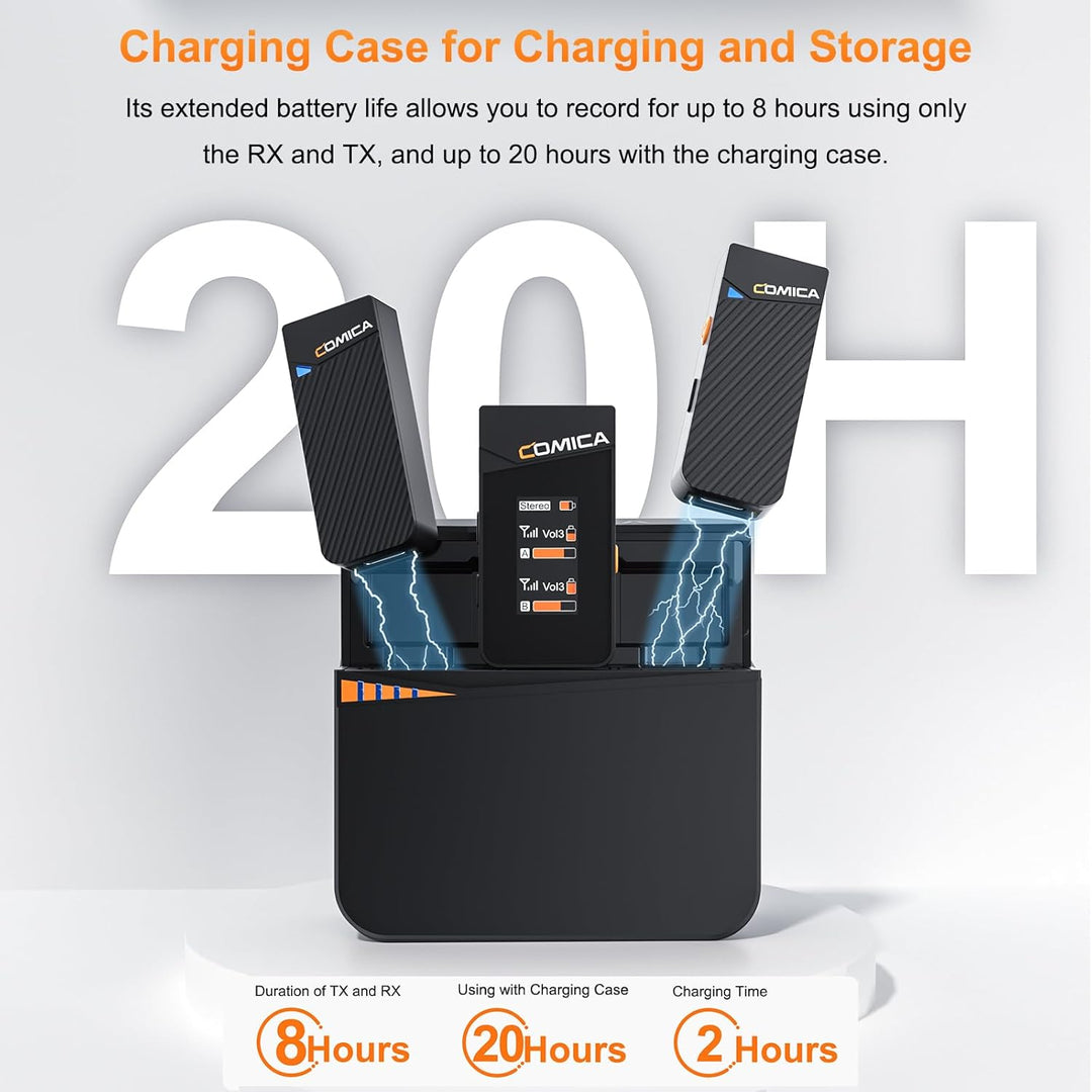 comica Vimo C3 Wireless-Microphone mit Noise Cancellation und Sicherheitskanal, Ansteckmikrofon mit