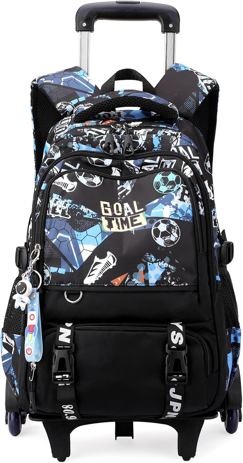 Amythe Schulrucksack Trolley für Jungen, Schulranzen mit Rollen für Kinder Teenager, Modischer Schul