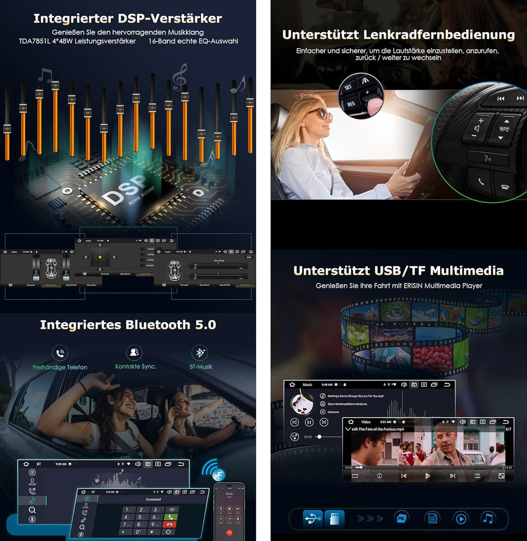 ERISIN 8.8 Zoll Android 12 Autoradio für BMW 3 Series M3 E46 Rover 75 MG ZT Unterstützt GPS-Navi Car