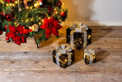 Bambelaa! 3er Led Deko Geschenke Leucht Boxen Timer Weihnachts Dekoration Weihnachtsdeko Beleuchtet