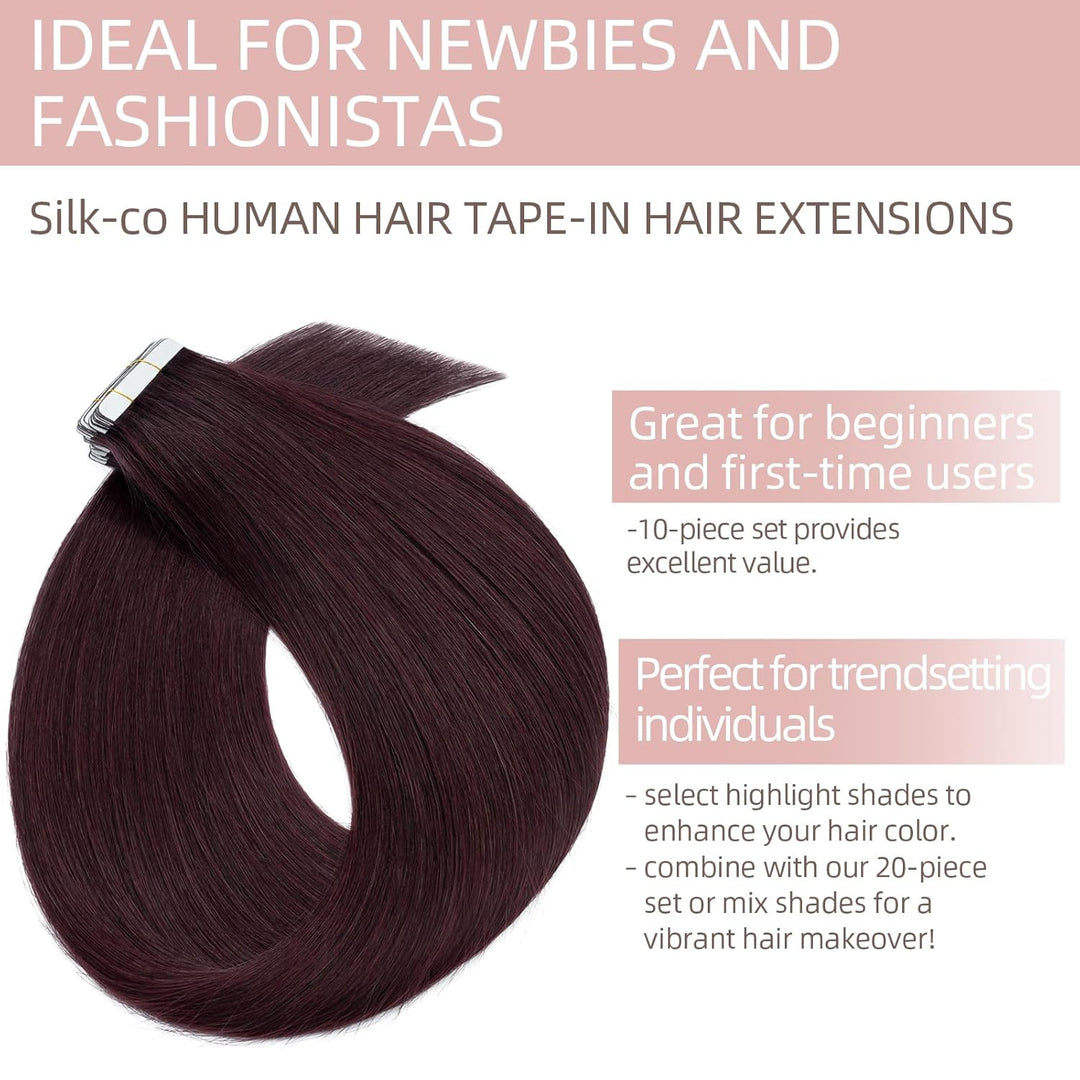 Silk-co Tape Extensions Echthaar 10stk, Remy Tape in Extensions Haarverlängerung, Skin Weft Echthaar