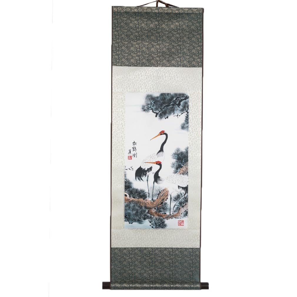 Lachineuse Asiatische Kakemono Krane weiss, Krane weiss