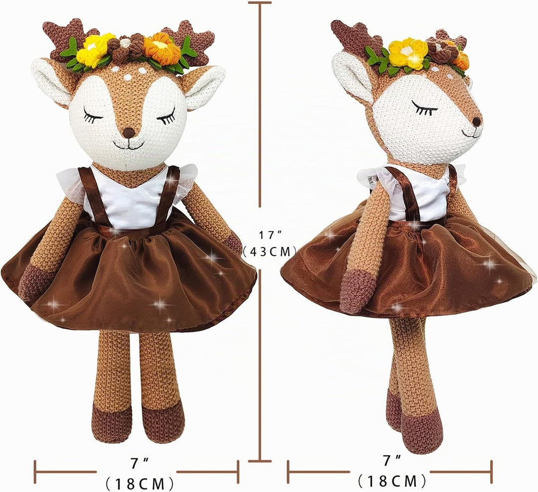 JUSTQUNSEEN Hirsch Plüschtier, 17" Rentier Plüschtier, Niedliche Plüschtiere Hirsch Ballerina Puppe,