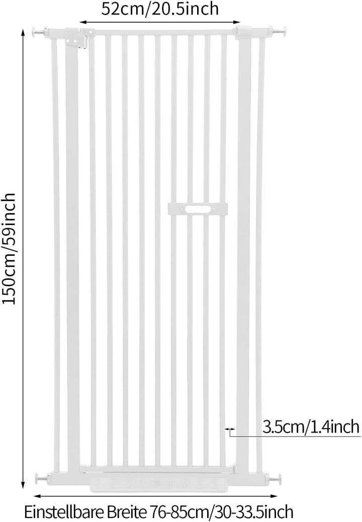 Katzengitter Tür, Schutztor Ausziehbar Haustiere Katzentiertor 150cm Haustiergitter Extra Hoch mit D
