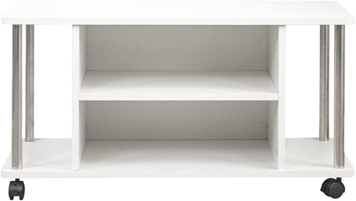 BAKAJI Wagen TV-Schrank, weiss, 4 Räder, Fernseher, Holz, MDF, Holzwerkstoff Metall, Medium