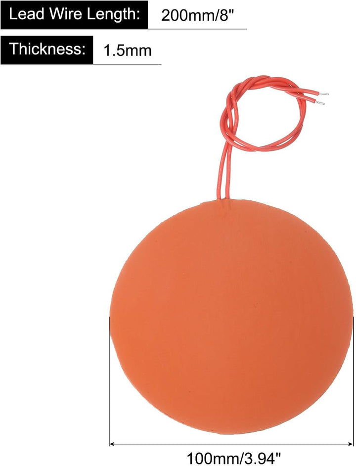 sourcing map Silikon-Heizmatte, 12V 30W Heizfolie Flexible Heizplatte 100mm Heizmatte für konstante
