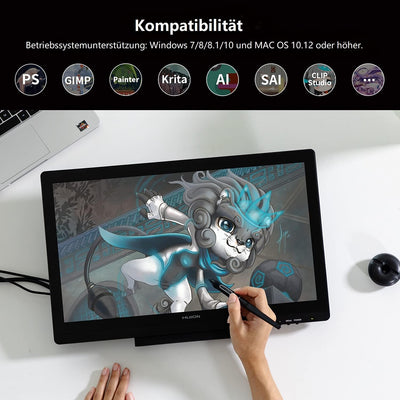 HUION Kamvas 20 Grafiktablett mit Display, Upgrade-Version Kamvas GT-191 V2 Grafikzeichnungsmonitors