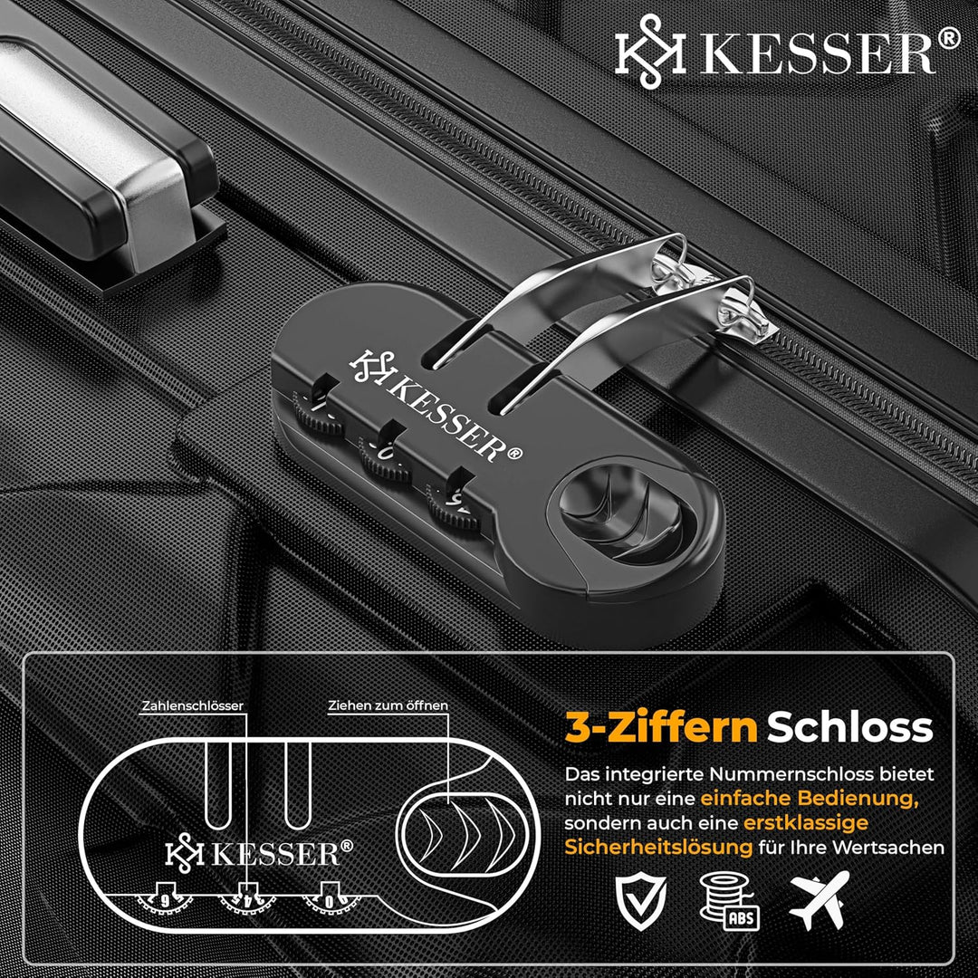KESSER® Reisekoffer 84L Koffer Handgepäck ABS Hartschalenkoffer mit Zahlenschloss, Kofferwaage & Rei