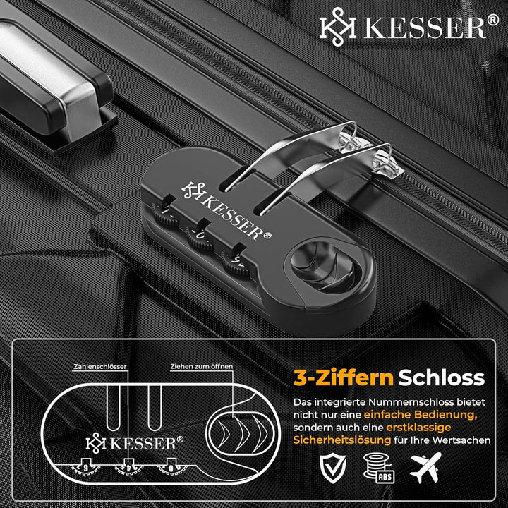 KESSER® Reisekoffer 84L Koffer Handgepäck ABS Hartschalenkoffer mit Zahlenschloss, Kofferwaage & Rei